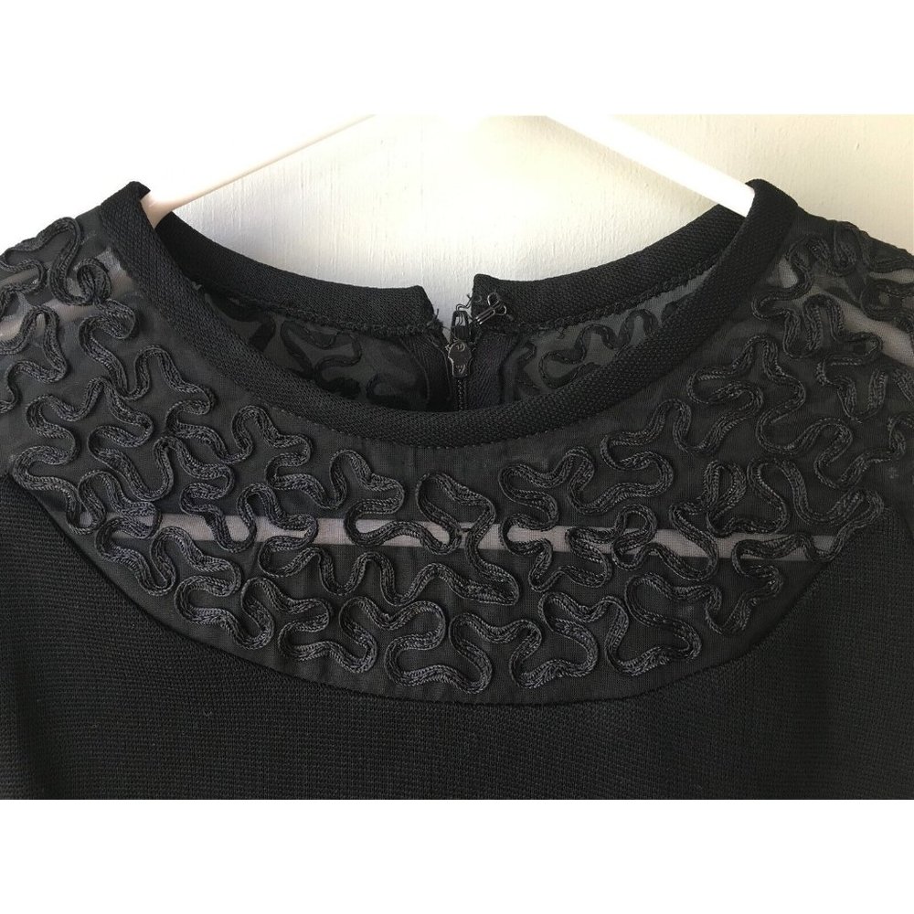 Vintage Little Black Dress LBD George Small New York sheer mesh trim elegant